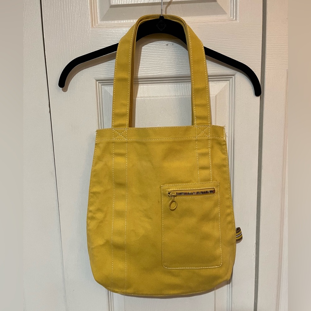 GAP Yellow Denim Shoulder Bag with front zipper pocket